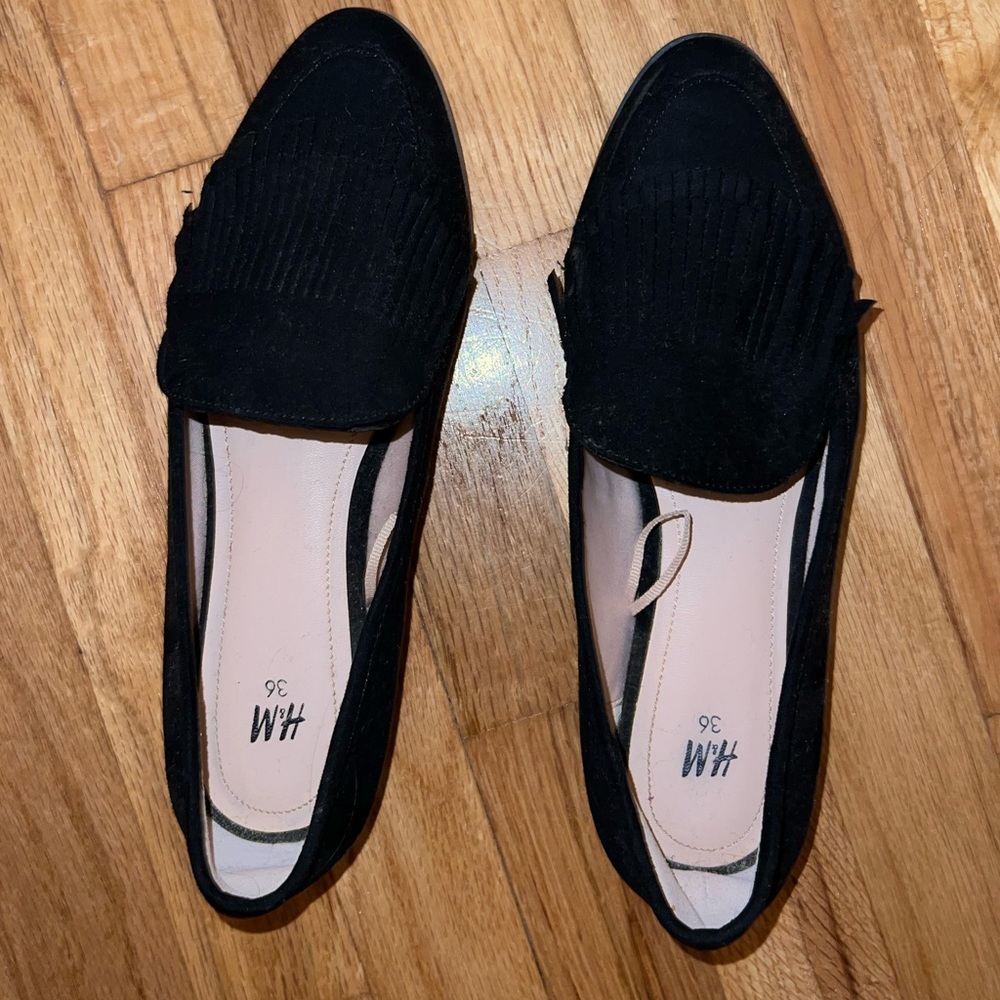 Tassel Black Flats